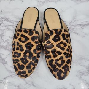 Michael Kors Natasha Leopard Dyed Calf Hair Slide Mule Clog Pony Hair Women's